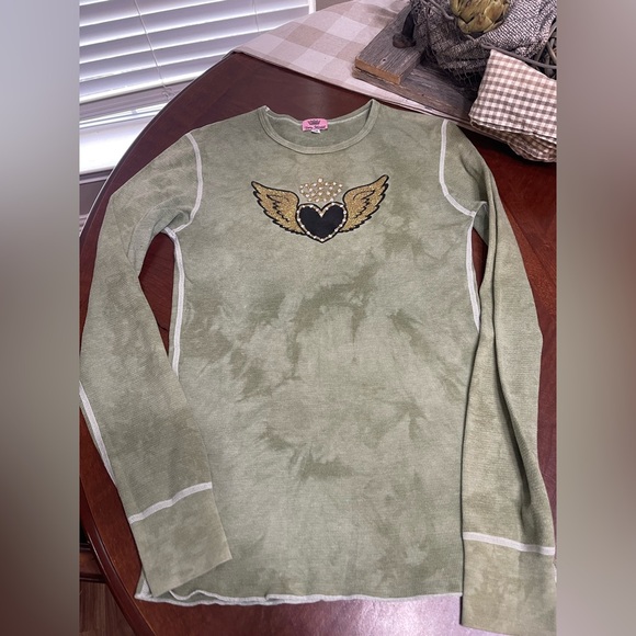 yvette mandell Tops - Y2K Yvette Mandell Thermal w Rhinestones!!